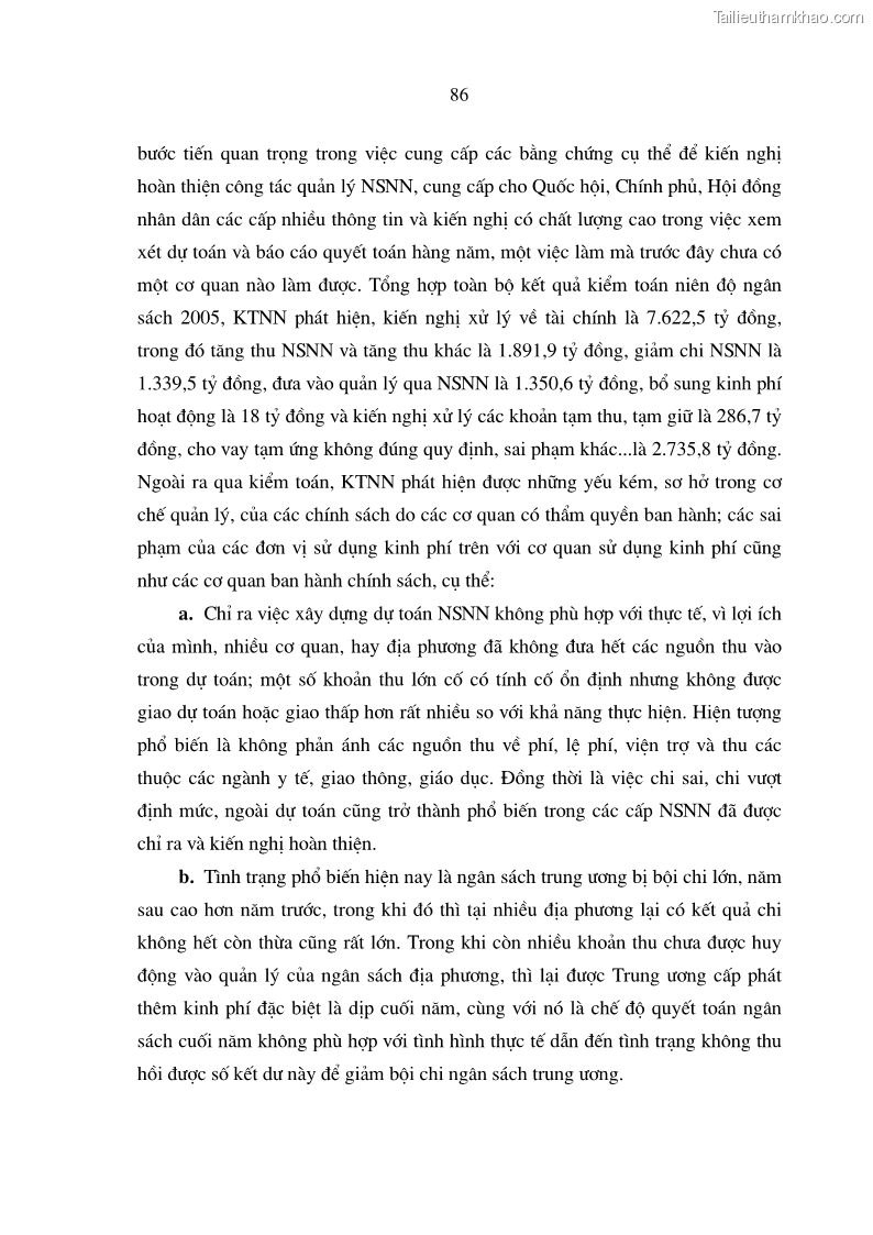 Luận án tiến sĩ kinh tế Mô hình tổ chức và cơ chế hoạt động của kiểm toán nhà nước Việt Nam - 15 Trang 85
