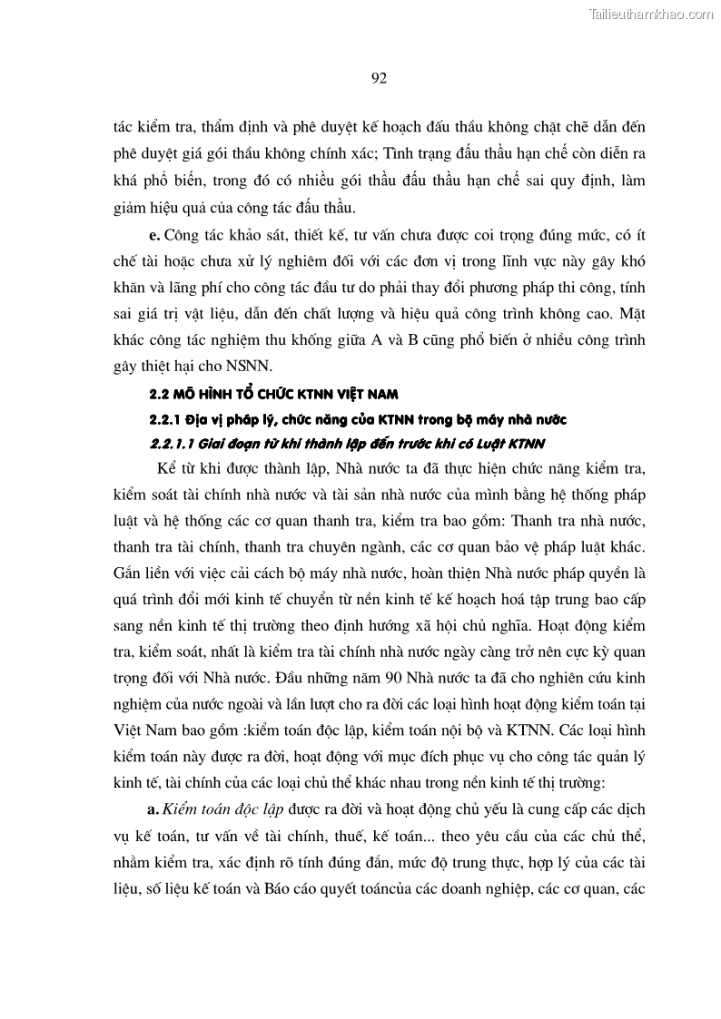 Luận án tiến sĩ kinh tế Mô hình tổ chức và cơ chế hoạt động của kiểm toán nhà nước Việt Nam - 16 Trang 91