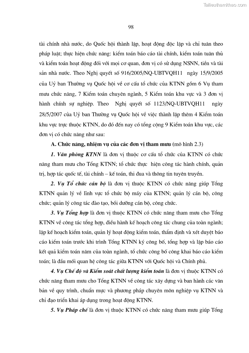 Luận án tiến sĩ kinh tế Mô hình tổ chức và cơ chế hoạt động của kiểm toán nhà nước Việt Nam - 17 Trang 97