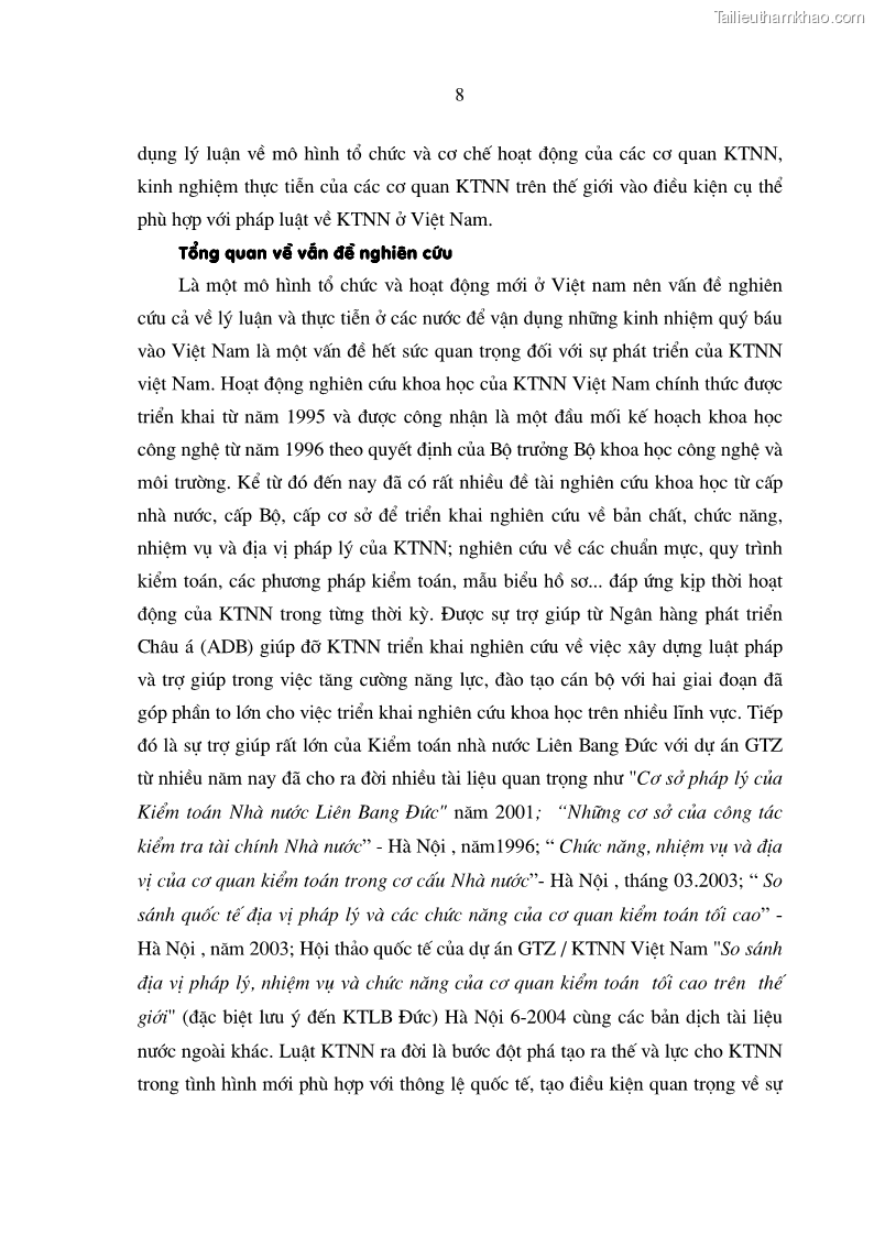 Luận án tiến sĩ kinh tế Mô hình tổ chức và cơ chế hoạt động của kiểm toán nhà nước Việt Nam - 2 Trang 7