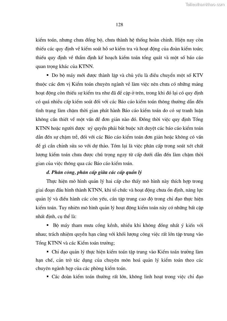Luận án tiến sĩ kinh tế Mô hình tổ chức và cơ chế hoạt động của kiểm toán nhà nước Việt Nam - 22 Trang 127