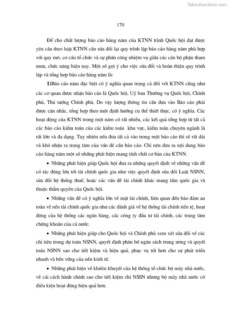 Luận án tiến sĩ kinh tế Mô hình tổ chức và cơ chế hoạt động của kiểm toán nhà nước Việt Nam - 29 Trang 169