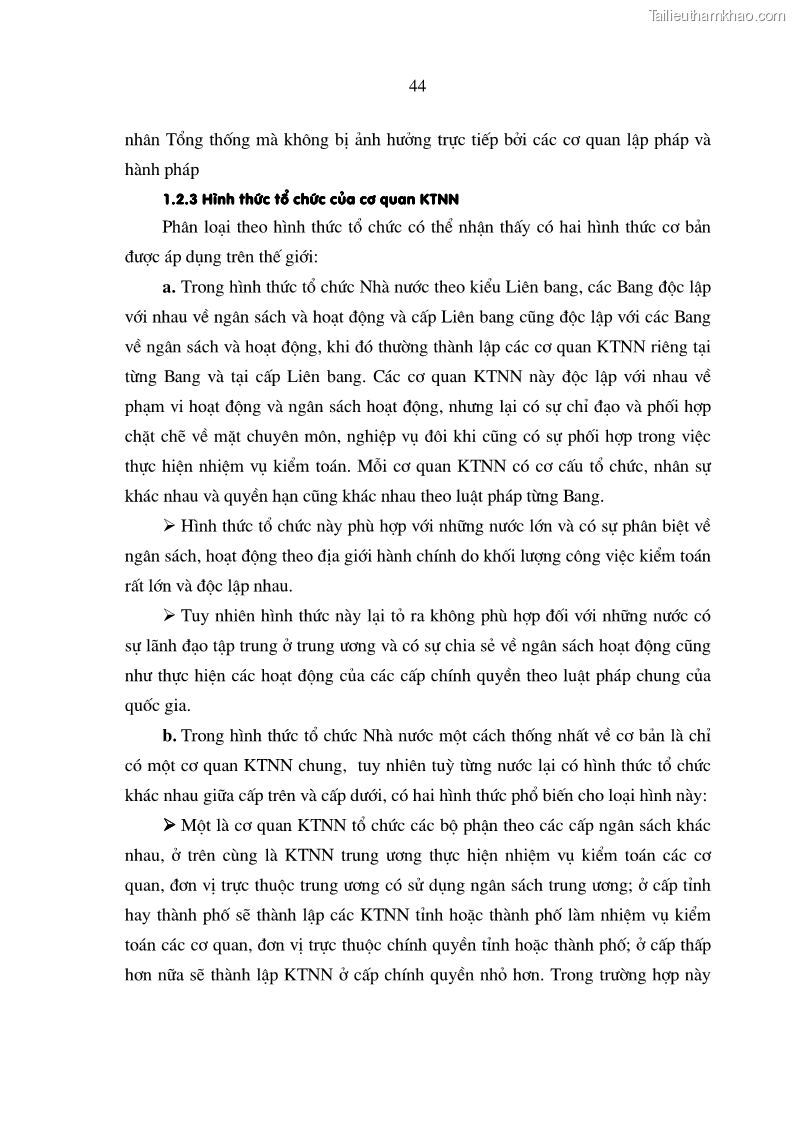 Luận án tiến sĩ kinh tế Mô hình tổ chức và cơ chế hoạt động của kiểm toán nhà nước Việt Nam - 8 Trang 43