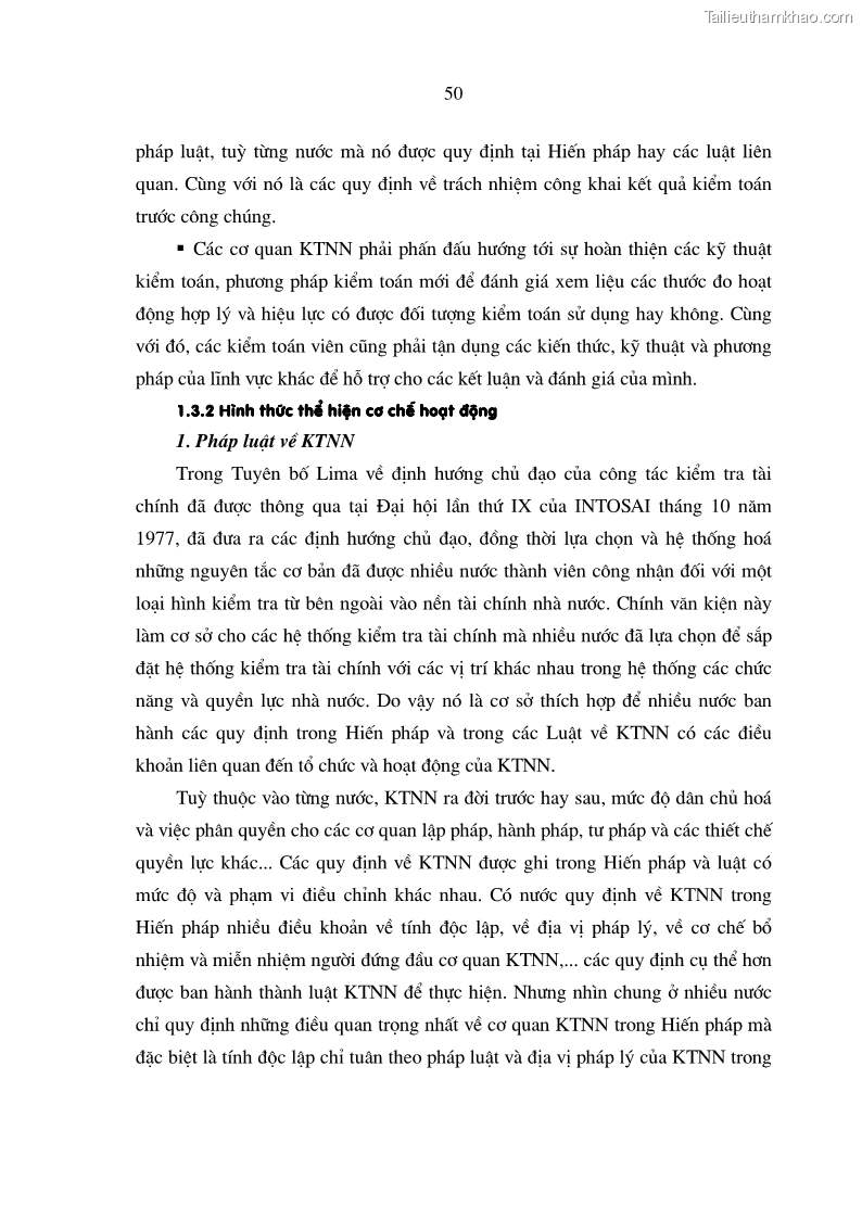 Luận án tiến sĩ kinh tế Mô hình tổ chức và cơ chế hoạt động của kiểm toán nhà nước Việt Nam - 9 Trang 49