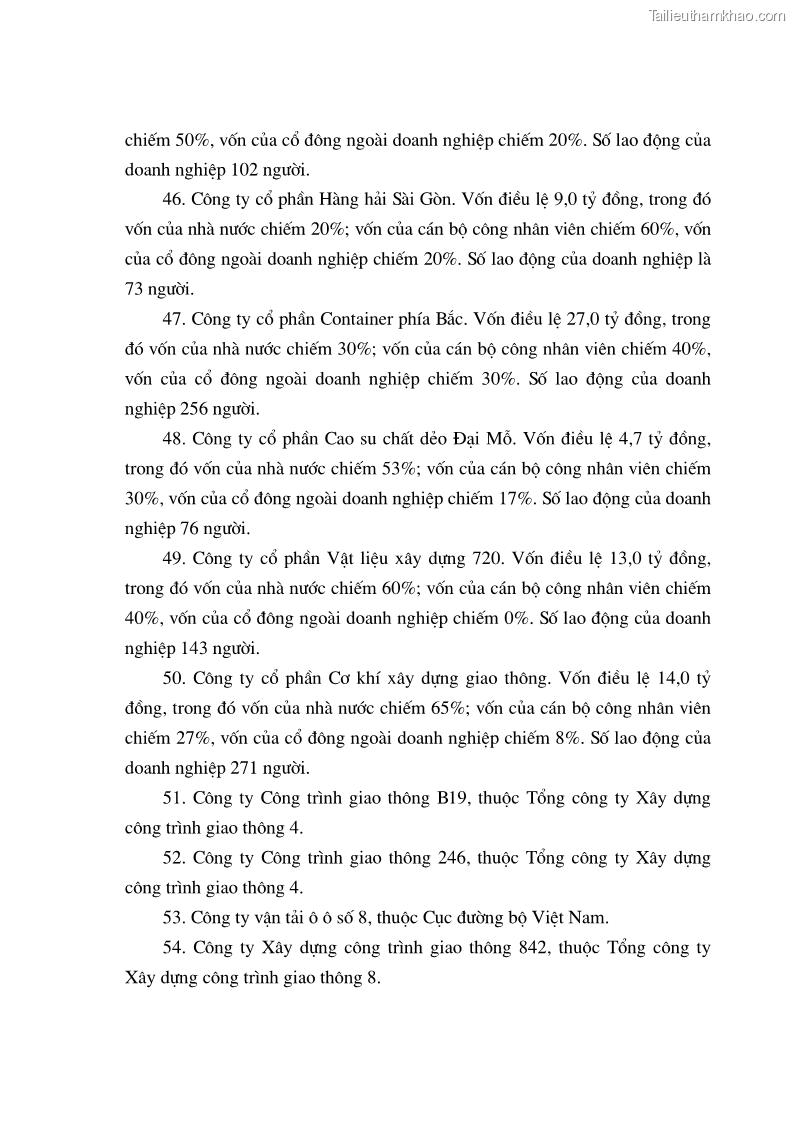 Luận án tiến sĩ kinh tế: cổ phần hóa Những vấn đề lý luận và thực tiễn sau cổ phần hóa các doanh nghiệp nhà nước trong ngành giao thông vận tải ở Việt Nam lấy ví dụ trong ngành giao thông vận tải - 37 Trang 217