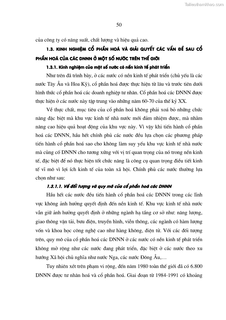 Luận án tiến sĩ kinh tế: cổ phần hóa Những vấn đề lý luận và thực tiễn sau cổ phần hóa các doanh nghiệp nhà nước trong ngành giao thông vận tải ở Việt Nam lấy ví dụ trong ngành giao thông vận tải - 9 Trang 49
