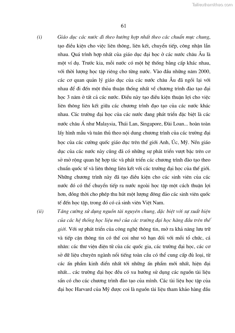 Luận án tiến sĩ kinh tế Đào tạo và phát triển nguồn nhân lực trong các trường Đại học khối Kinh tế của Việt Nam thông qua các chương trình hợp tác đào tạo quốc tế - 11 Trang 61