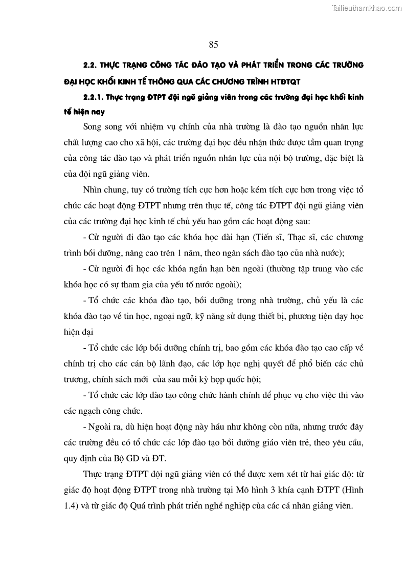 Luận án tiến sĩ kinh tế Đào tạo và phát triển nguồn nhân lực trong các trường Đại học khối Kinh tế của Việt Nam thông qua các chương trình hợp tác đào tạo quốc tế - 15 Trang 85