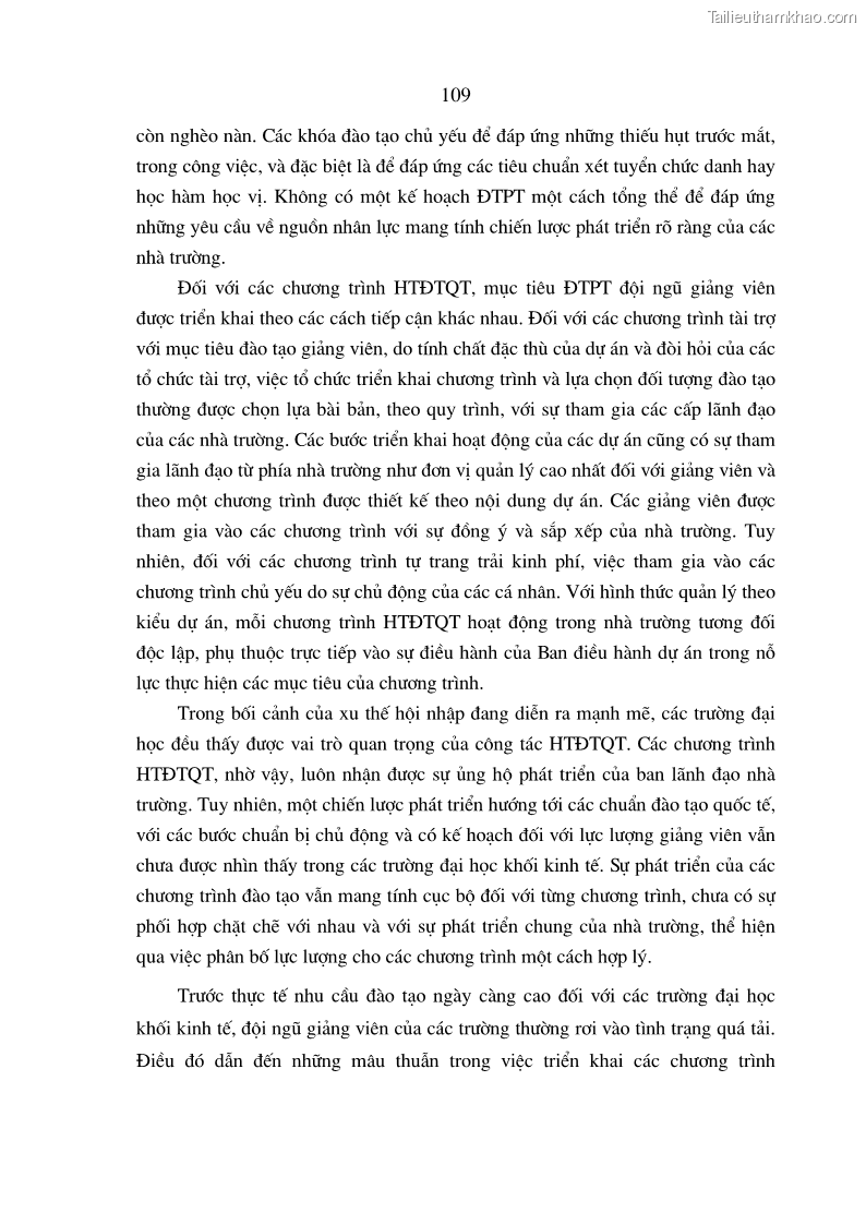 Luận án tiến sĩ kinh tế Đào tạo và phát triển nguồn nhân lực trong các trường Đại học khối Kinh tế của Việt Nam thông qua các chương trình hợp tác đào tạo quốc tế - 19 Trang 109