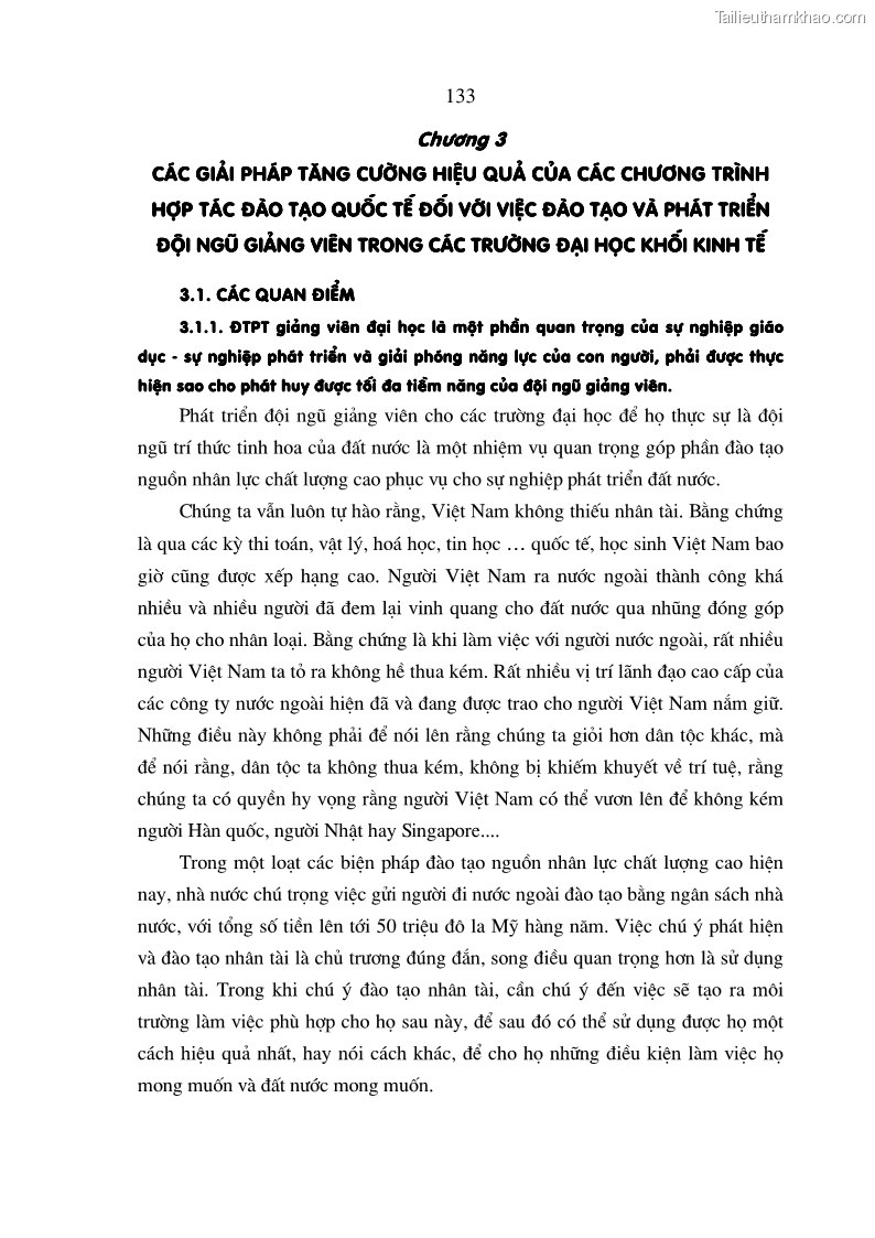 Luận án tiến sĩ kinh tế Đào tạo và phát triển nguồn nhân lực trong các trường Đại học khối Kinh tế của Việt Nam thông qua các chương trình hợp tác đào tạo quốc tế - 23 Trang 133