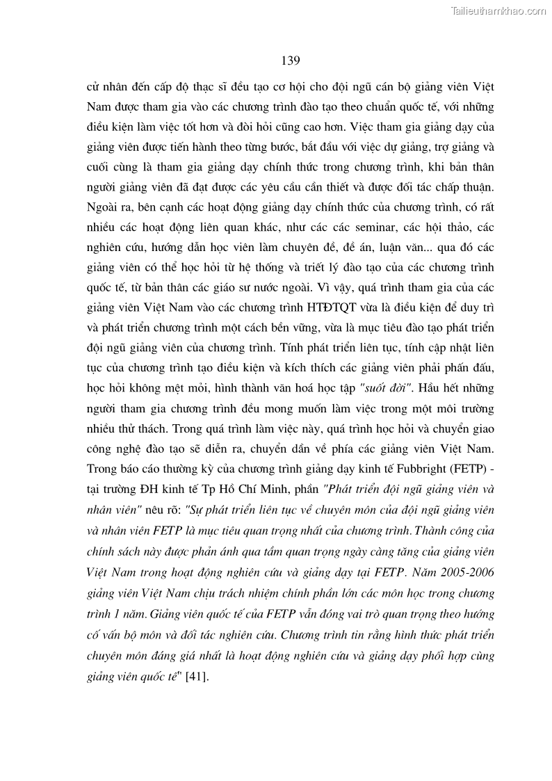 Luận án tiến sĩ kinh tế Đào tạo và phát triển nguồn nhân lực trong các trường Đại học khối Kinh tế của Việt Nam thông qua các chương trình hợp tác đào tạo quốc tế - 24 Trang 139
