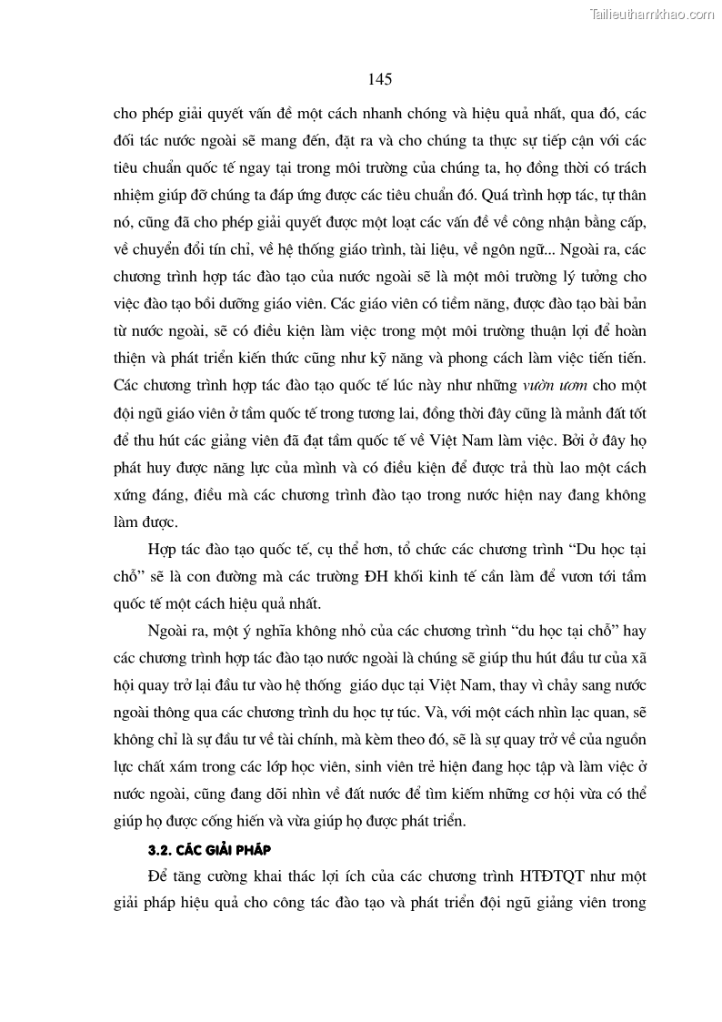 Luận án tiến sĩ kinh tế Đào tạo và phát triển nguồn nhân lực trong các trường Đại học khối Kinh tế của Việt Nam thông qua các chương trình hợp tác đào tạo quốc tế - 25 Trang 145