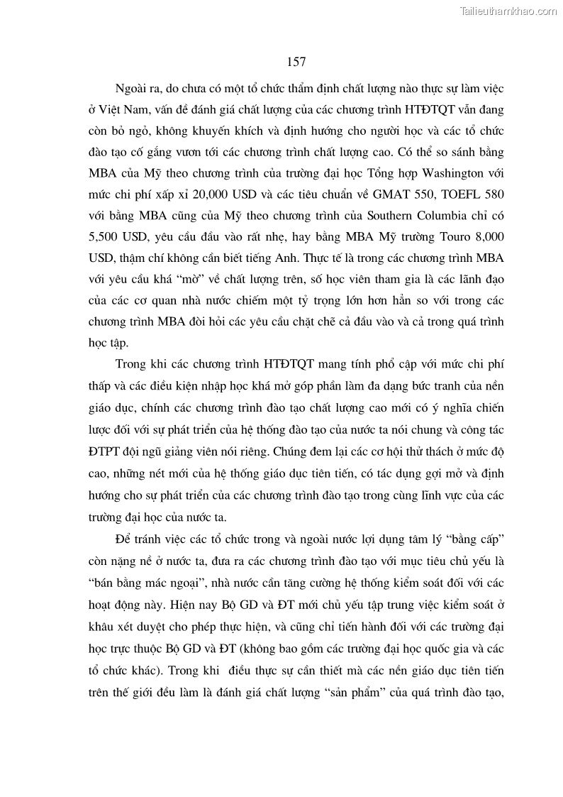 Luận án tiến sĩ kinh tế Đào tạo và phát triển nguồn nhân lực trong các trường Đại học khối Kinh tế của Việt Nam thông qua các chương trình hợp tác đào tạo quốc tế - 27 Trang 157