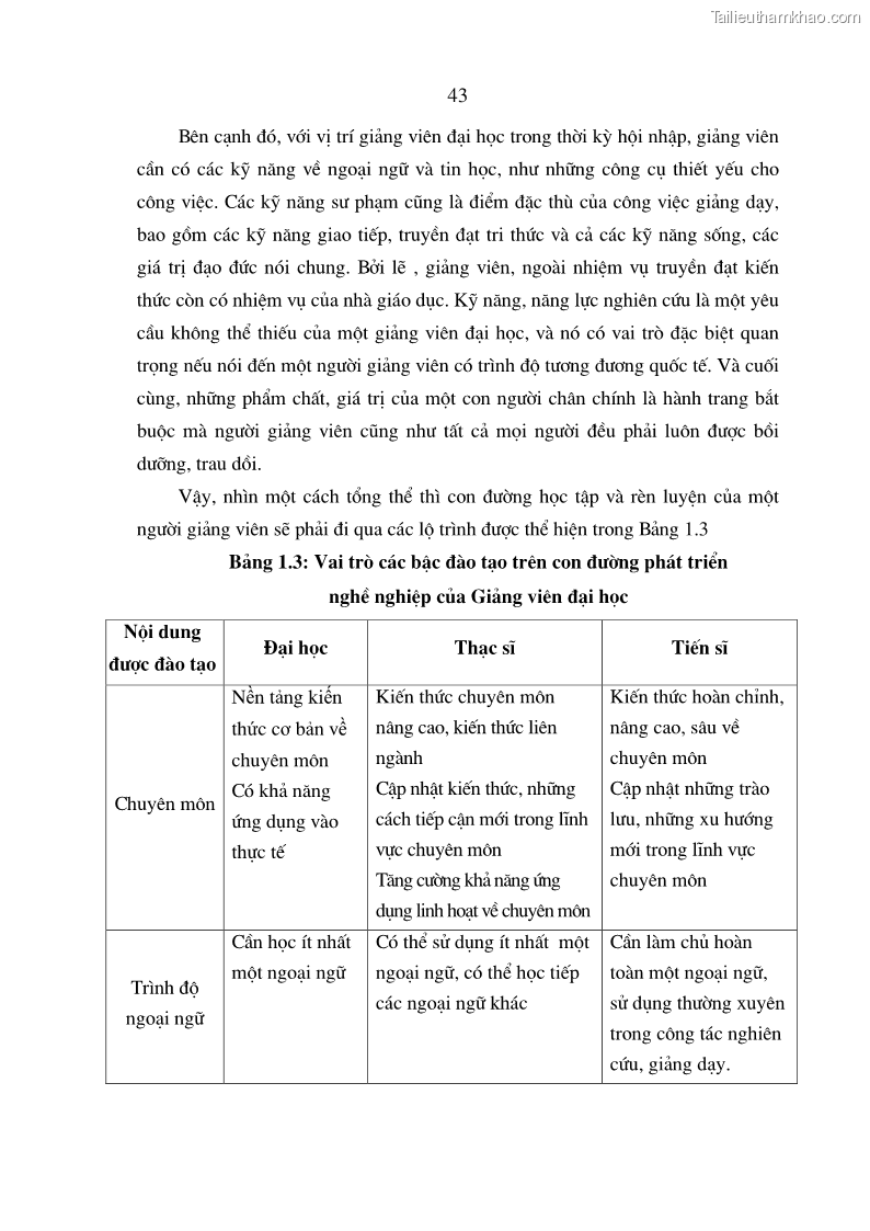 Luận án tiến sĩ kinh tế Đào tạo và phát triển nguồn nhân lực trong các trường Đại học khối Kinh tế của Việt Nam thông qua các chương trình hợp tác đào tạo quốc tế - 8 Trang 43