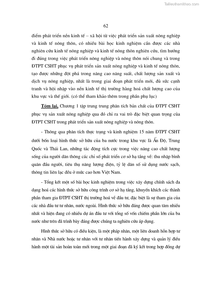 Luận án tiến sĩ kinh tế Định hướng đổi mới đầu tư phát triển cơ sở hạ tầng phục vụ sản xuất nông nghiệp nước ta trong thời kỳ công nghiệp hóa hiện đại hóa - 11 Trang 61