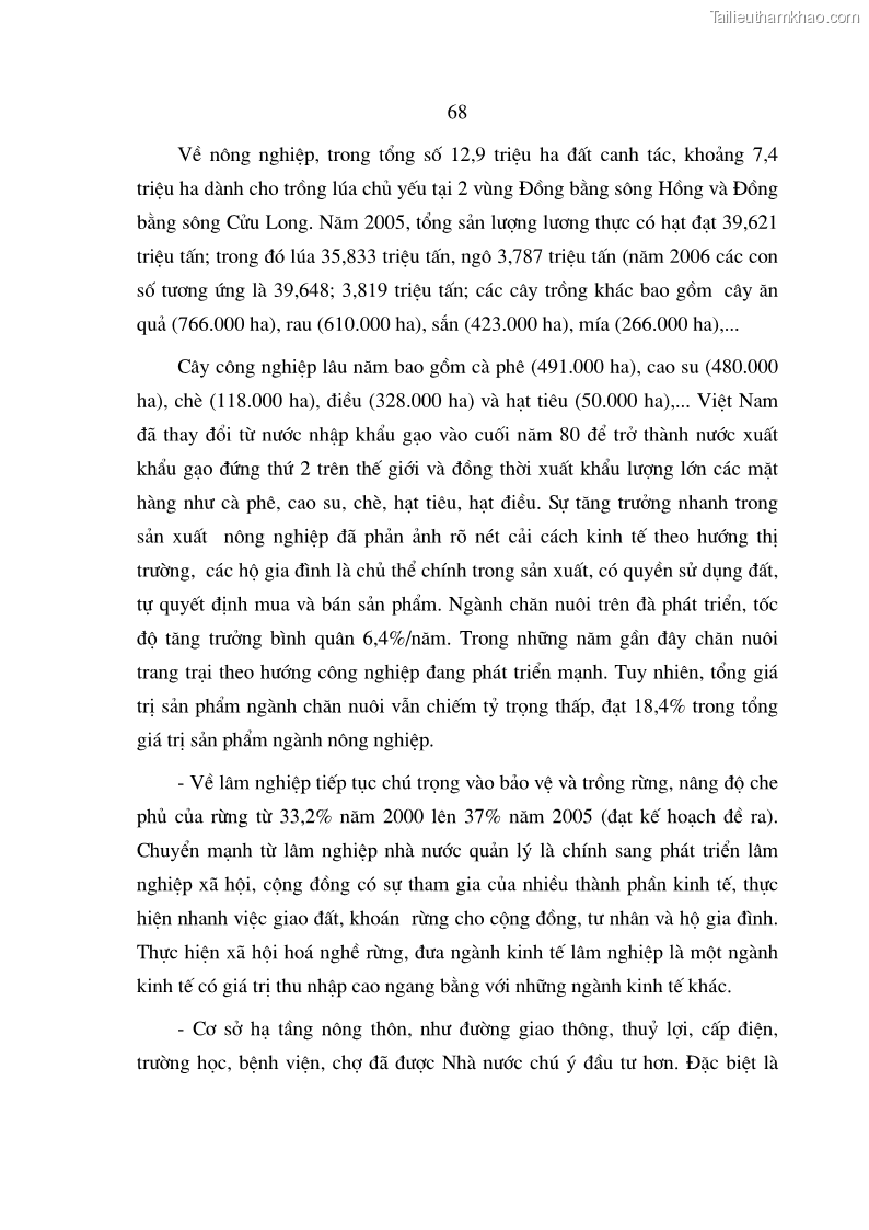 Luận án tiến sĩ kinh tế Định hướng đổi mới đầu tư phát triển cơ sở hạ tầng phục vụ sản xuất nông nghiệp nước ta trong thời kỳ công nghiệp hóa hiện đại hóa - 12 Trang 67