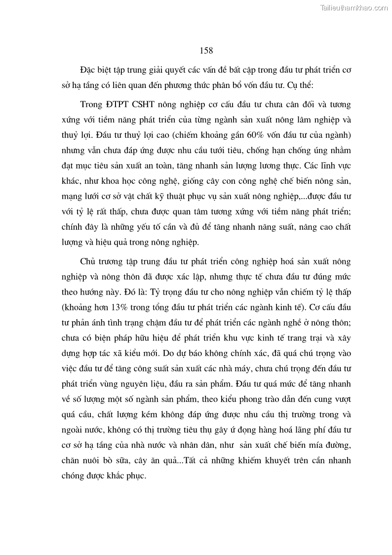Luận án tiến sĩ kinh tế Định hướng đổi mới đầu tư phát triển cơ sở hạ tầng phục vụ sản xuất nông nghiệp nước ta trong thời kỳ công nghiệp hóa hiện đại hóa - 27 Trang 157