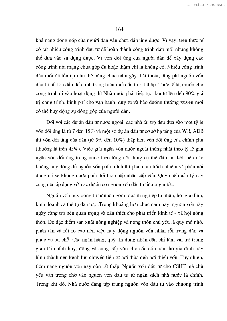 Luận án tiến sĩ kinh tế Định hướng đổi mới đầu tư phát triển cơ sở hạ tầng phục vụ sản xuất nông nghiệp nước ta trong thời kỳ công nghiệp hóa hiện đại hóa - 28 Trang 163