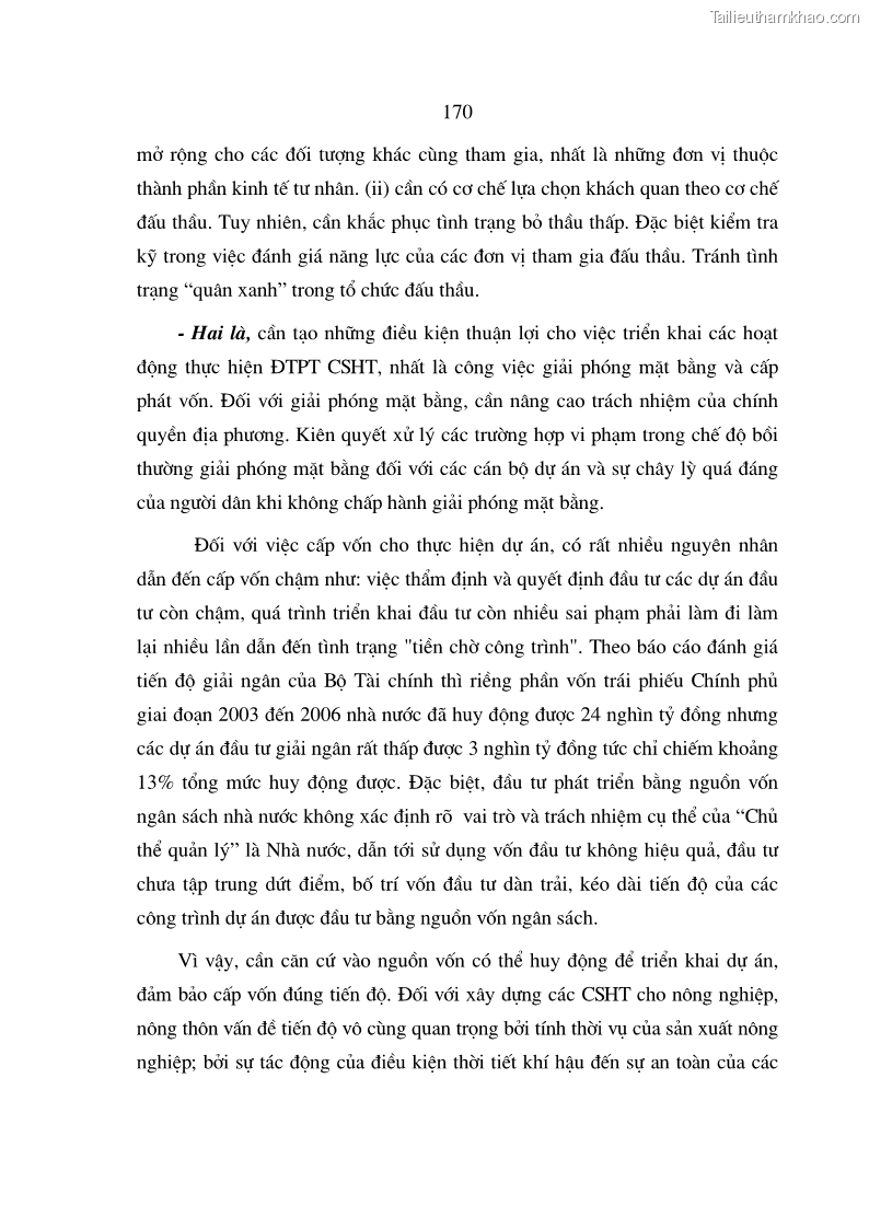 Luận án tiến sĩ kinh tế Định hướng đổi mới đầu tư phát triển cơ sở hạ tầng phục vụ sản xuất nông nghiệp nước ta trong thời kỳ công nghiệp hóa hiện đại hóa - 29 Trang 169