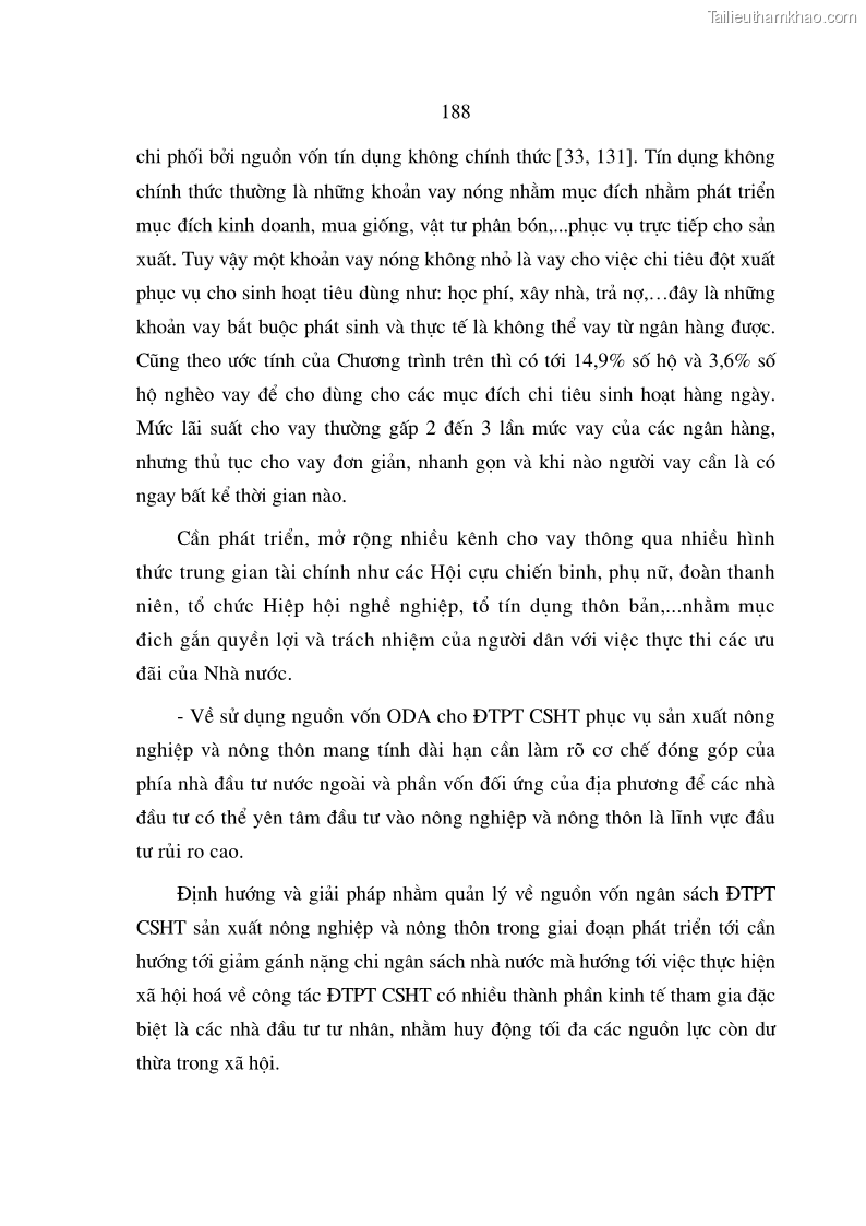 Luận án tiến sĩ kinh tế Định hướng đổi mới đầu tư phát triển cơ sở hạ tầng phục vụ sản xuất nông nghiệp nước ta trong thời kỳ công nghiệp hóa hiện đại hóa - 32 Trang 187
