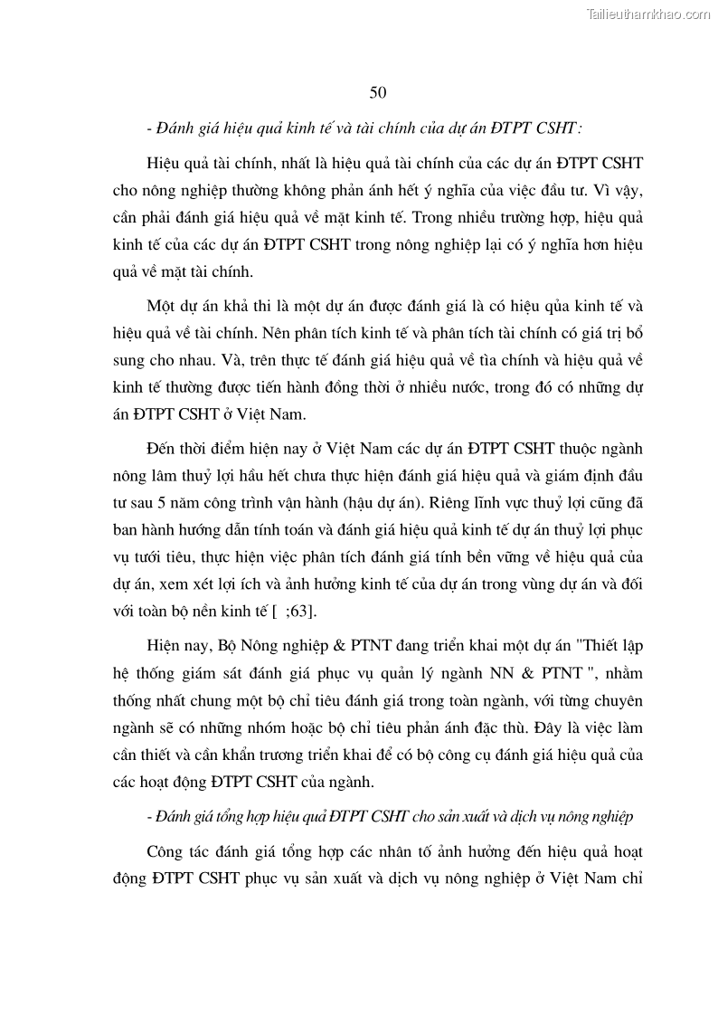 Luận án tiến sĩ kinh tế Định hướng đổi mới đầu tư phát triển cơ sở hạ tầng phục vụ sản xuất nông nghiệp nước ta trong thời kỳ công nghiệp hóa hiện đại hóa - 9 Trang 49