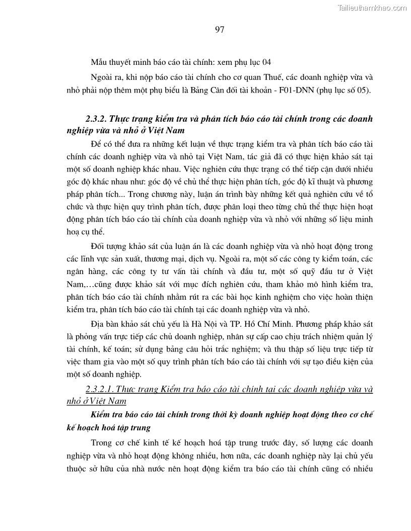 Luận án tiến sĩ kinh tế Hoàn thiện kiểm tra và phân tích báo cáo tài chính với việc tăng cường quản trị tài chính trong các doanh nghiệp vừa và nhỏ ở Việt Nam - 18 Trang 103