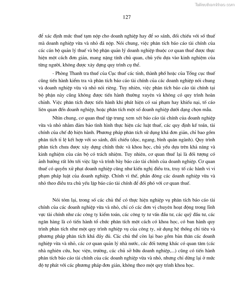 Luận án tiến sĩ kinh tế Hoàn thiện kiểm tra và phân tích báo cáo tài chính với việc tăng cường quản trị tài chính trong các doanh nghiệp vừa và nhỏ ở Việt Nam - 23 Trang 133