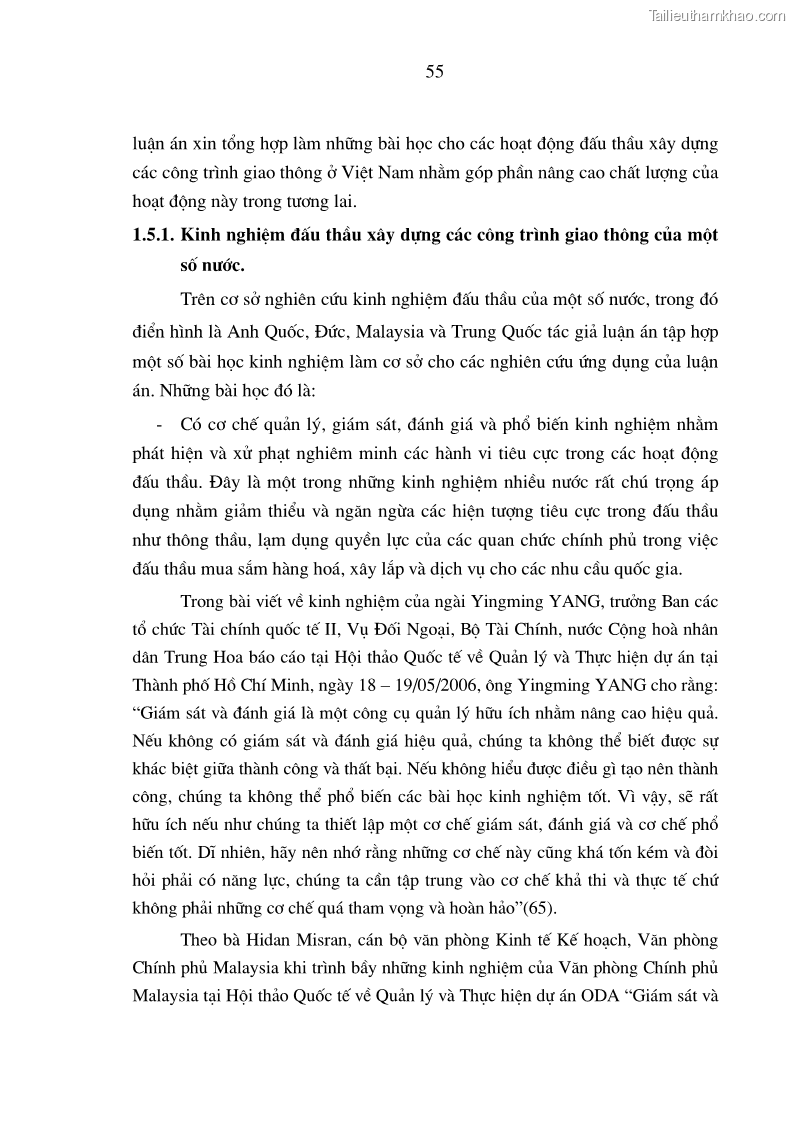 Luận án tiến sĩ kinh tế Nâng cao chất lượng đấu thầu xây dựng các công trình giao thông ở Việt Nam - 10 Trang 55