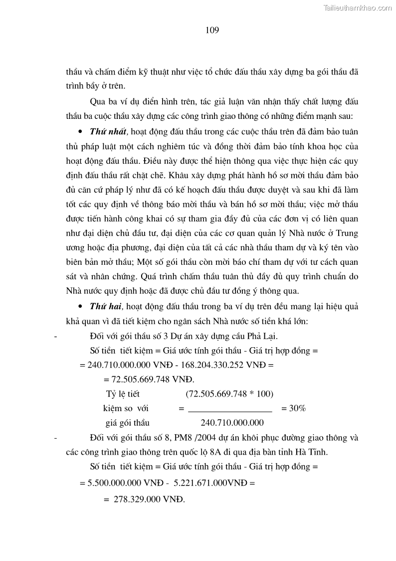 Luận án tiến sĩ kinh tế Nâng cao chất lượng đấu thầu xây dựng các công trình giao thông ở Việt Nam - 19 Trang 109