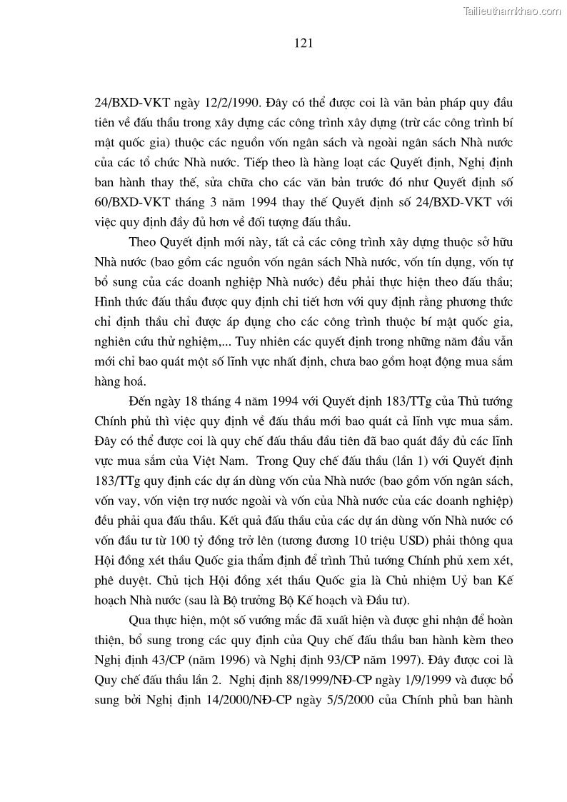 Luận án tiến sĩ kinh tế Nâng cao chất lượng đấu thầu xây dựng các công trình giao thông ở Việt Nam - 21 Trang 121