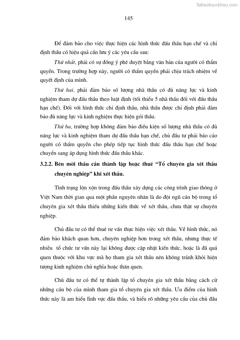 Luận án tiến sĩ kinh tế Nâng cao chất lượng đấu thầu xây dựng các công trình giao thông ở Việt Nam - 25 Trang 145