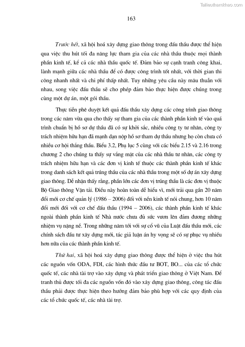 Luận án tiến sĩ kinh tế Nâng cao chất lượng đấu thầu xây dựng các công trình giao thông ở Việt Nam - 28 Trang 163
