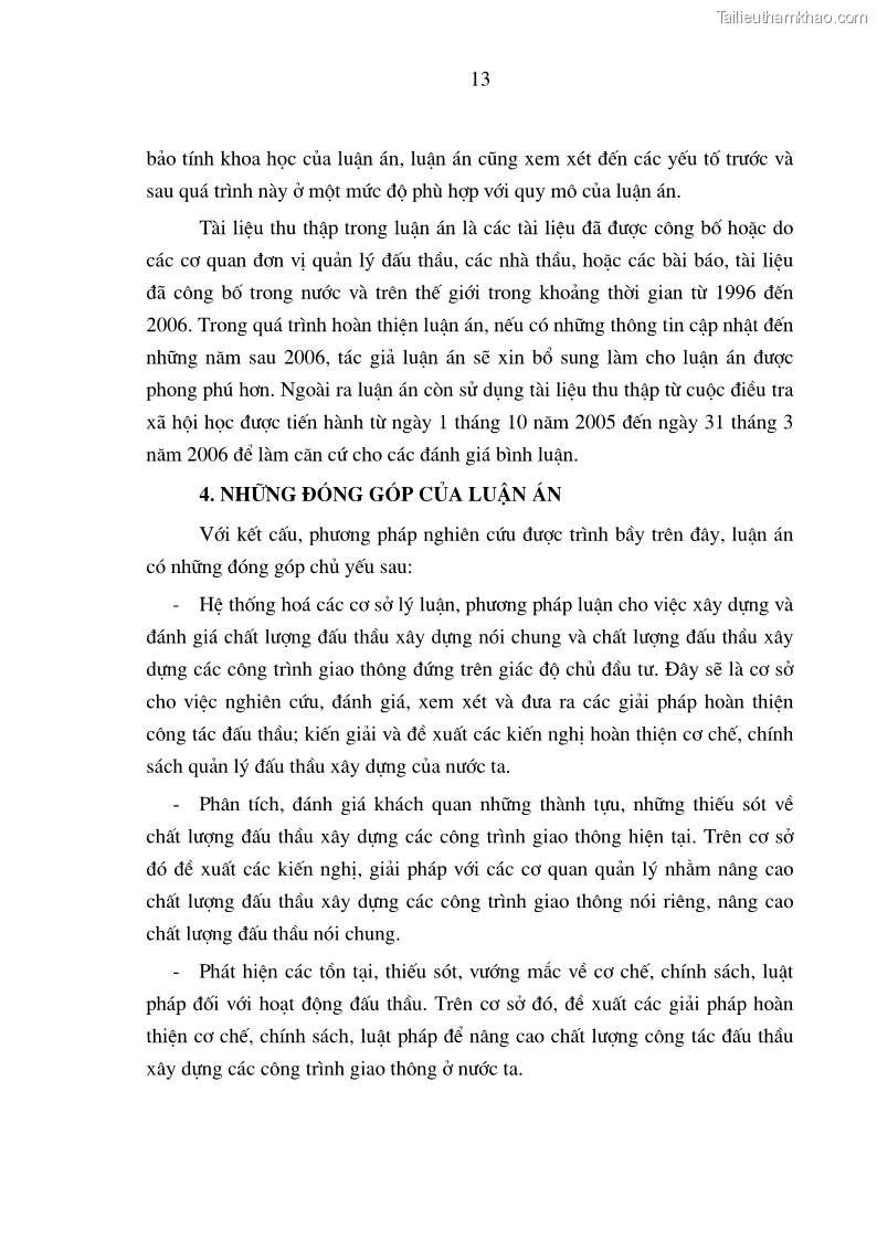 Luận án tiến sĩ kinh tế Nâng cao chất lượng đấu thầu xây dựng các công trình giao thông ở Việt Nam - 3 Trang 13