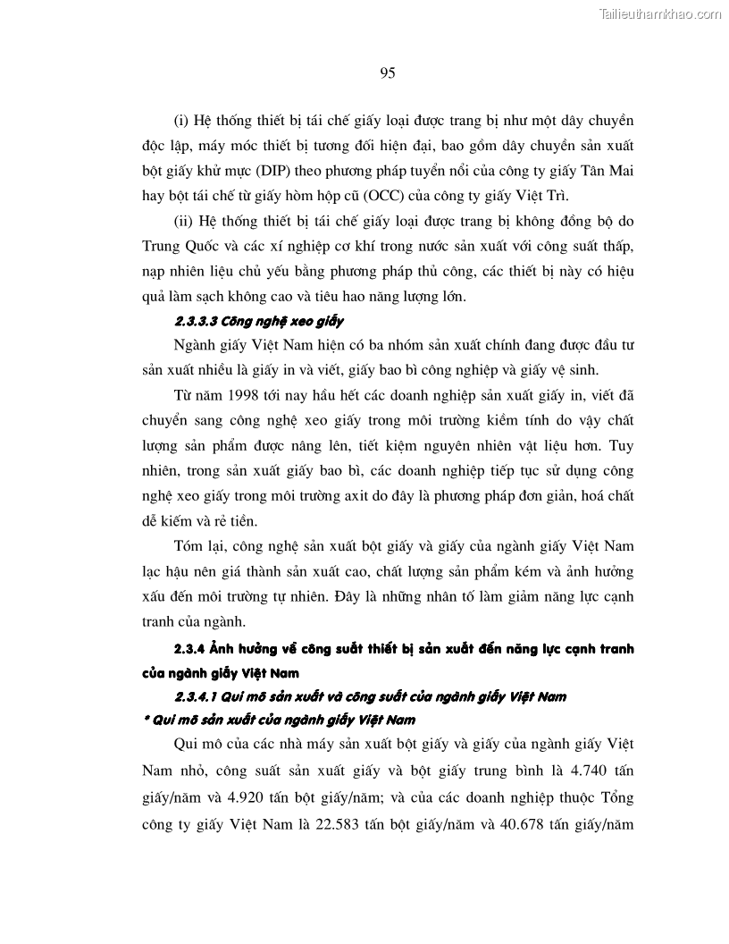 Luận án tiến sĩ kinh tế Nâng cao năng lực cạnh tranh của ngành giấy Việt Nam trong điều kiện hội nhập kinh tế quốc tế - 18 Trang 103