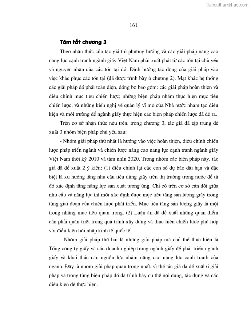 Luận án tiến sĩ kinh tế Nâng cao năng lực cạnh tranh của ngành giấy Việt Nam trong điều kiện hội nhập kinh tế quốc tế - 29 Trang 169