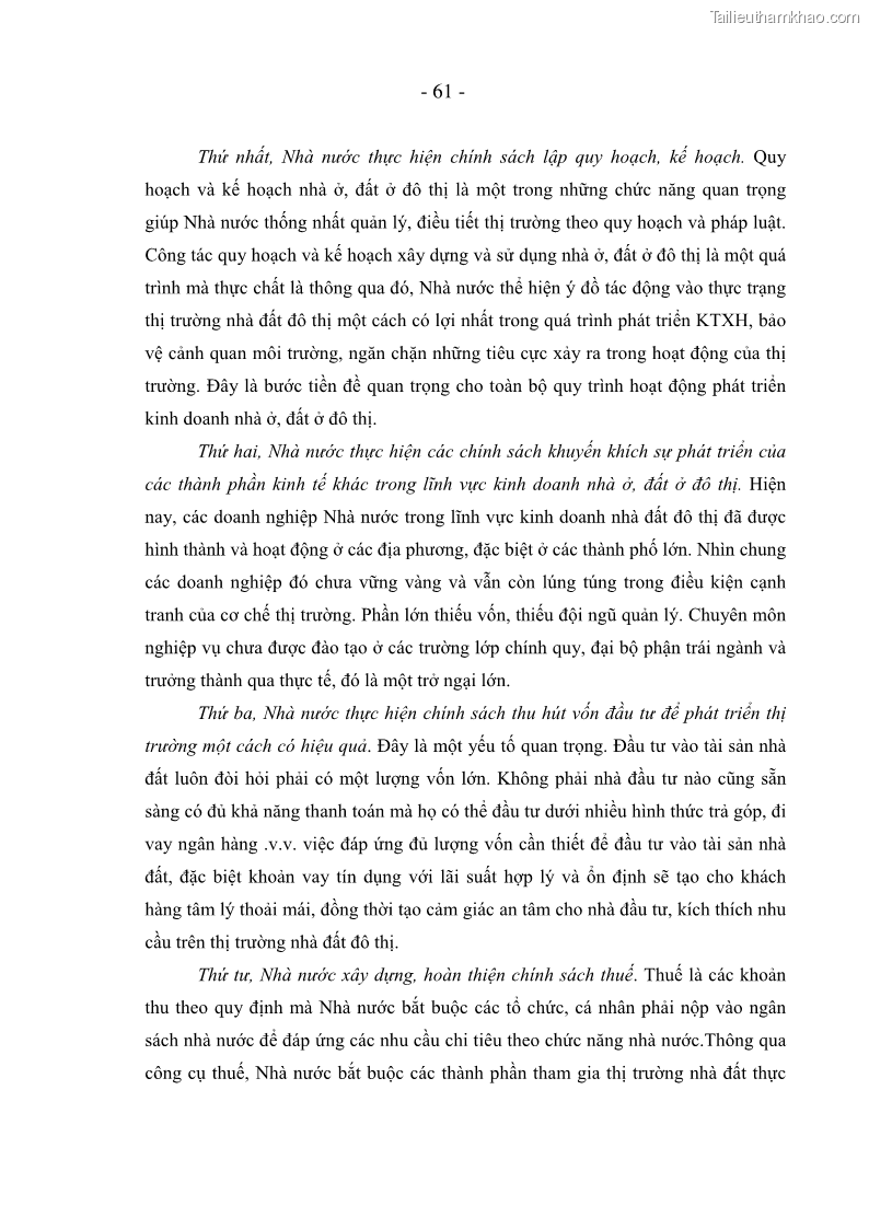 Luận án tiến sĩ kinh tế Nâng cao năng lực quản lý nhà nước đối với thị trường nhà ở, đất ở đô thị áp dụng tại Hà Nội - 11 Trang 61