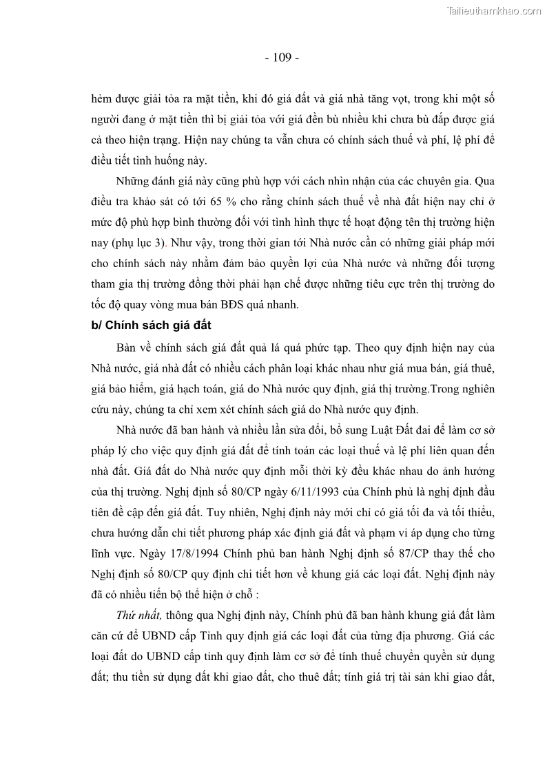 Luận án tiến sĩ kinh tế Nâng cao năng lực quản lý nhà nước đối với thị trường nhà ở, đất ở đô thị áp dụng tại Hà Nội - 19 Trang 109