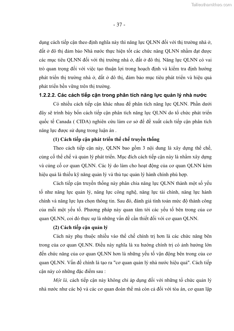 Luận án tiến sĩ kinh tế Nâng cao năng lực quản lý nhà nước đối với thị trường nhà ở, đất ở đô thị áp dụng tại Hà Nội - 7 Trang 37