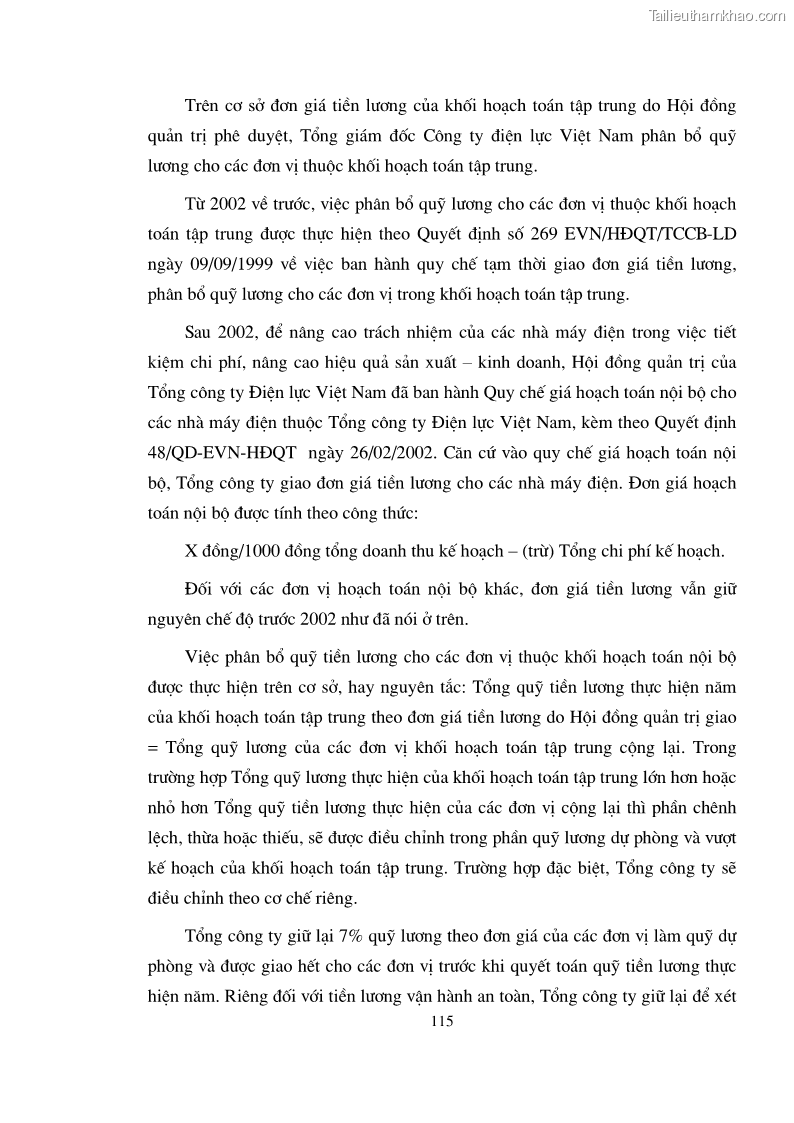 Luận án tiến sĩ kinh tế Phân phối thu nhập trong EVN - 20 Trang 115