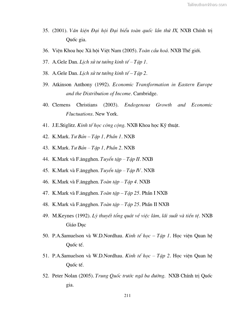 Luận án tiến sĩ kinh tế Phân phối thu nhập trong EVN - 36 Trang 211