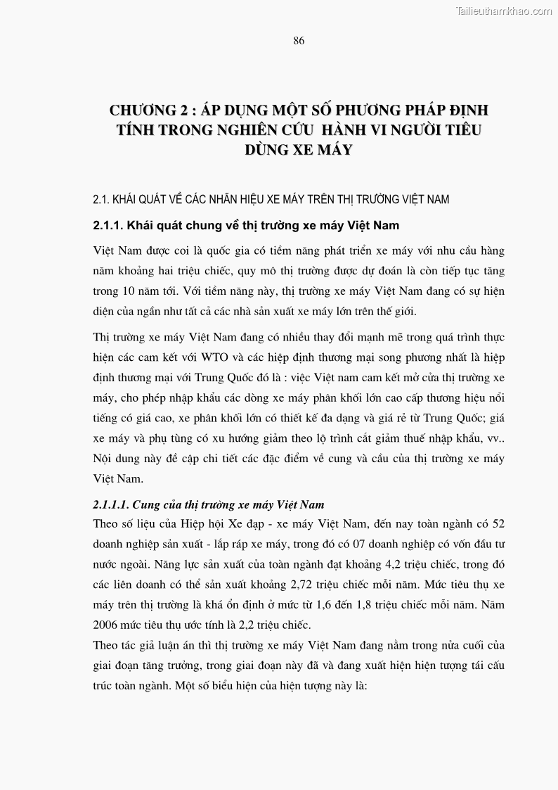 Luận án tiến sĩ kinh tế Phương pháp định tính trong nghiên cứu hành vi người tiêu dùng Việt Nam về sản phẩm xe máy - 16 Trang 91