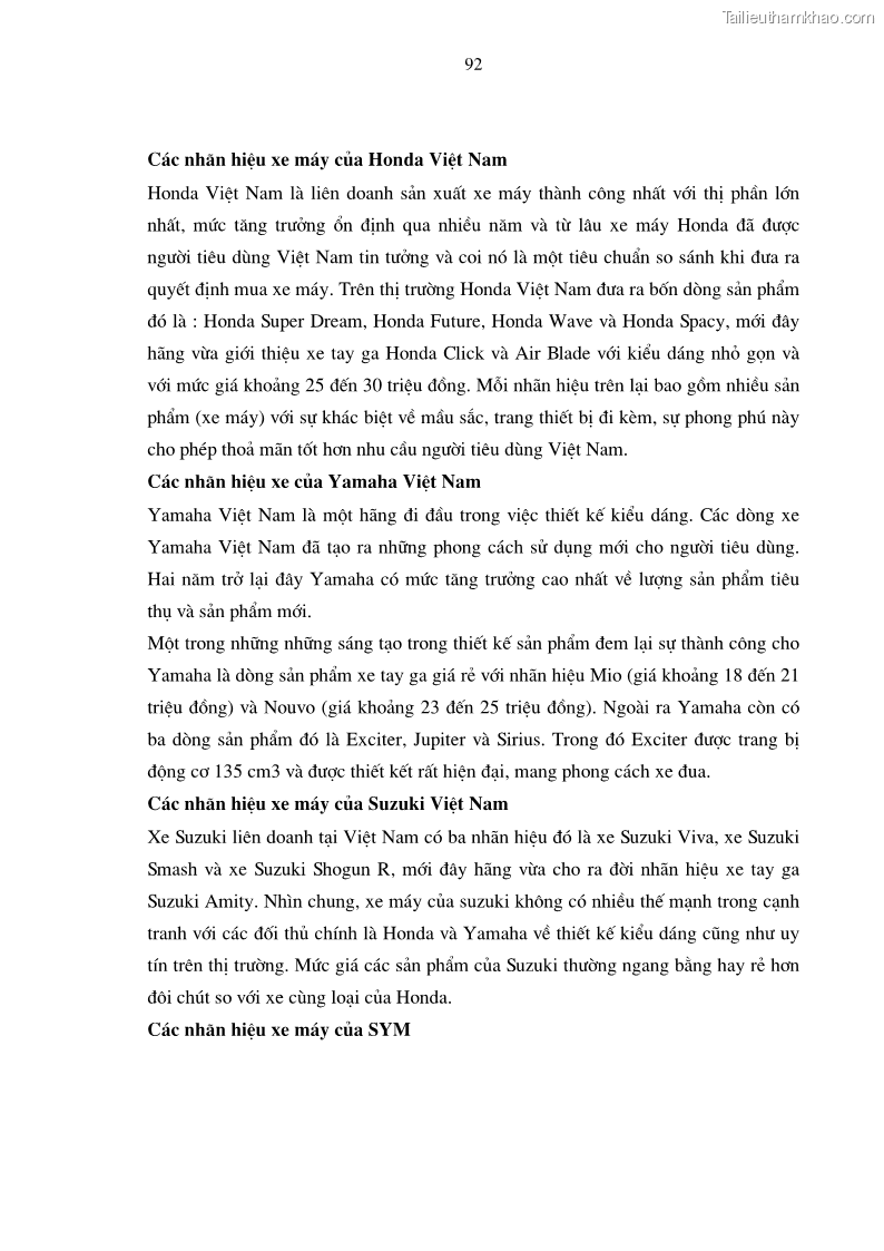 Luận án tiến sĩ kinh tế Phương pháp định tính trong nghiên cứu hành vi người tiêu dùng Việt Nam về sản phẩm xe máy - 17 Trang 97