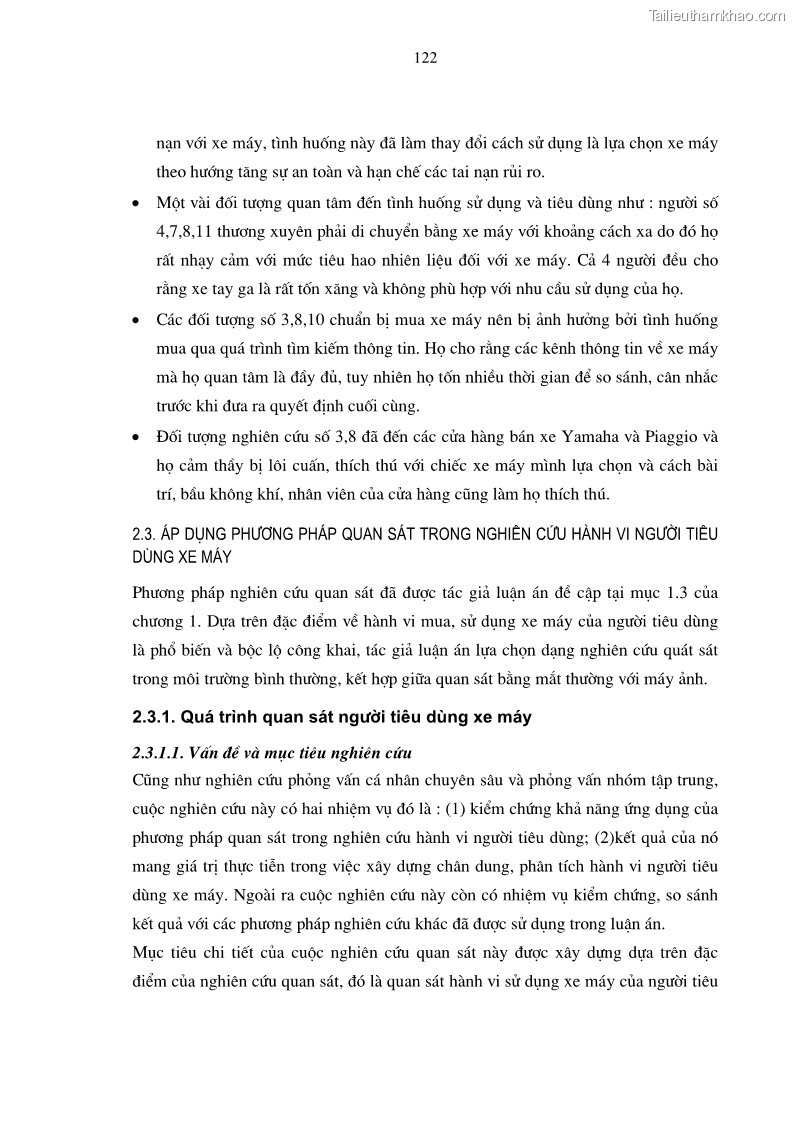 Luận án tiến sĩ kinh tế Phương pháp định tính trong nghiên cứu hành vi người tiêu dùng Việt Nam về sản phẩm xe máy - 22 Trang 127
