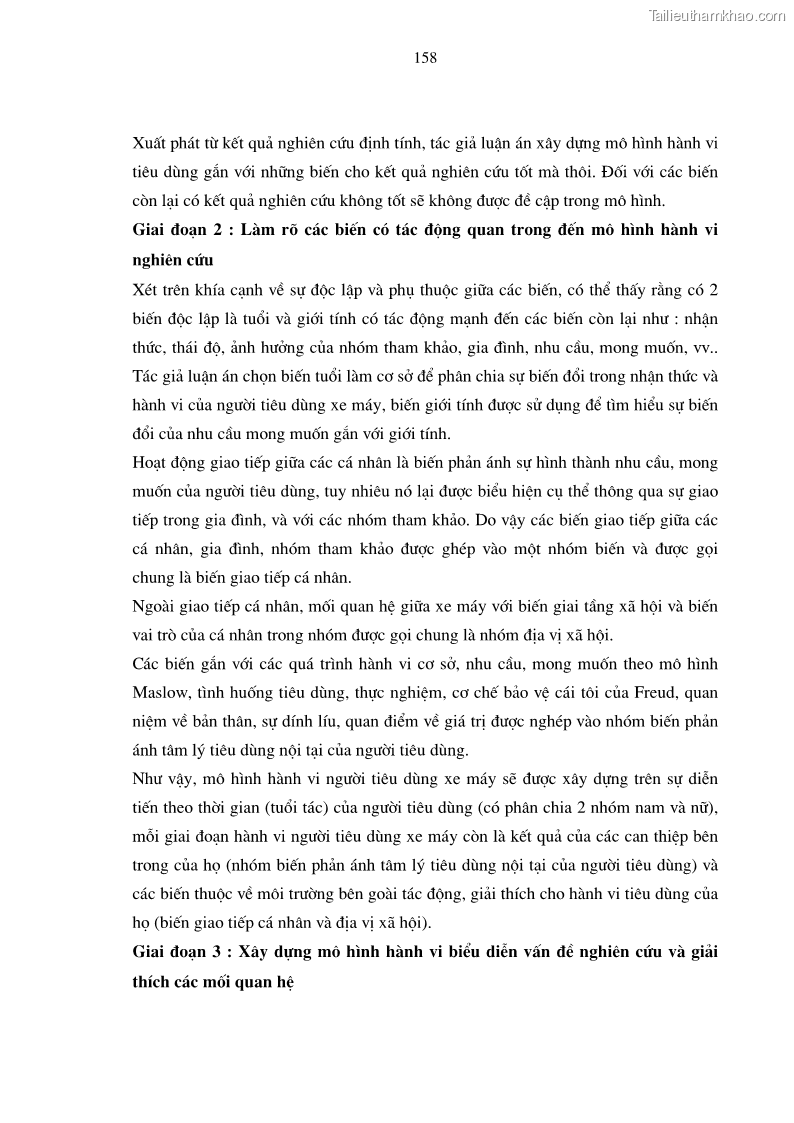 Luận án tiến sĩ kinh tế Phương pháp định tính trong nghiên cứu hành vi người tiêu dùng Việt Nam về sản phẩm xe máy - 28 Trang 163