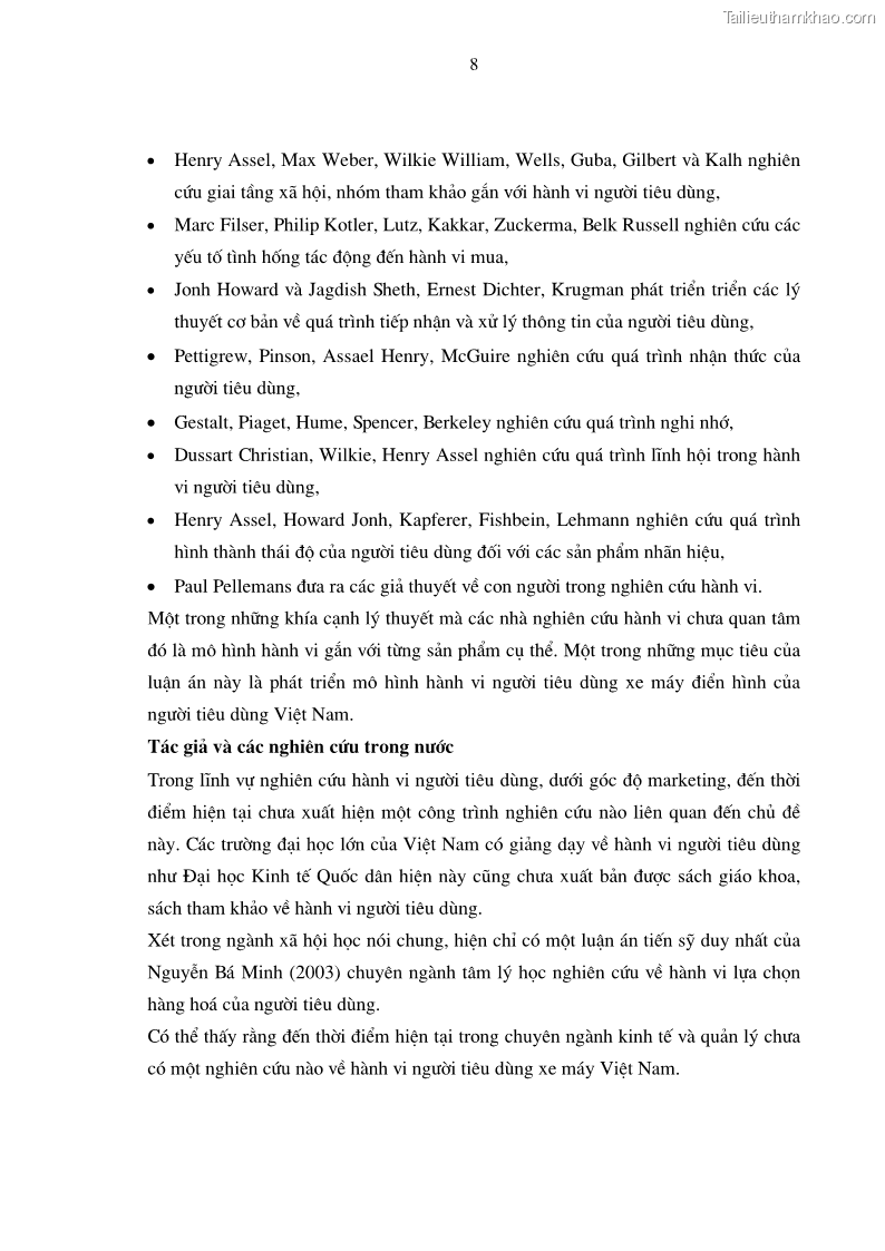 Luận án tiến sĩ kinh tế Phương pháp định tính trong nghiên cứu hành vi người tiêu dùng Việt Nam về sản phẩm xe máy - 3 Trang 13