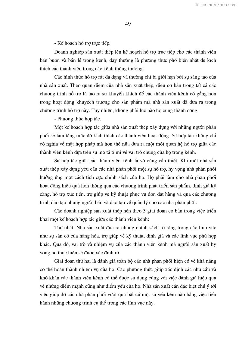 Luận án tiến sĩ kinh tế Quản trị kênh phân phối thép xây dựng của các doanh nghiệp sản xuất thép tại Việt Nam - 10 Trang 55