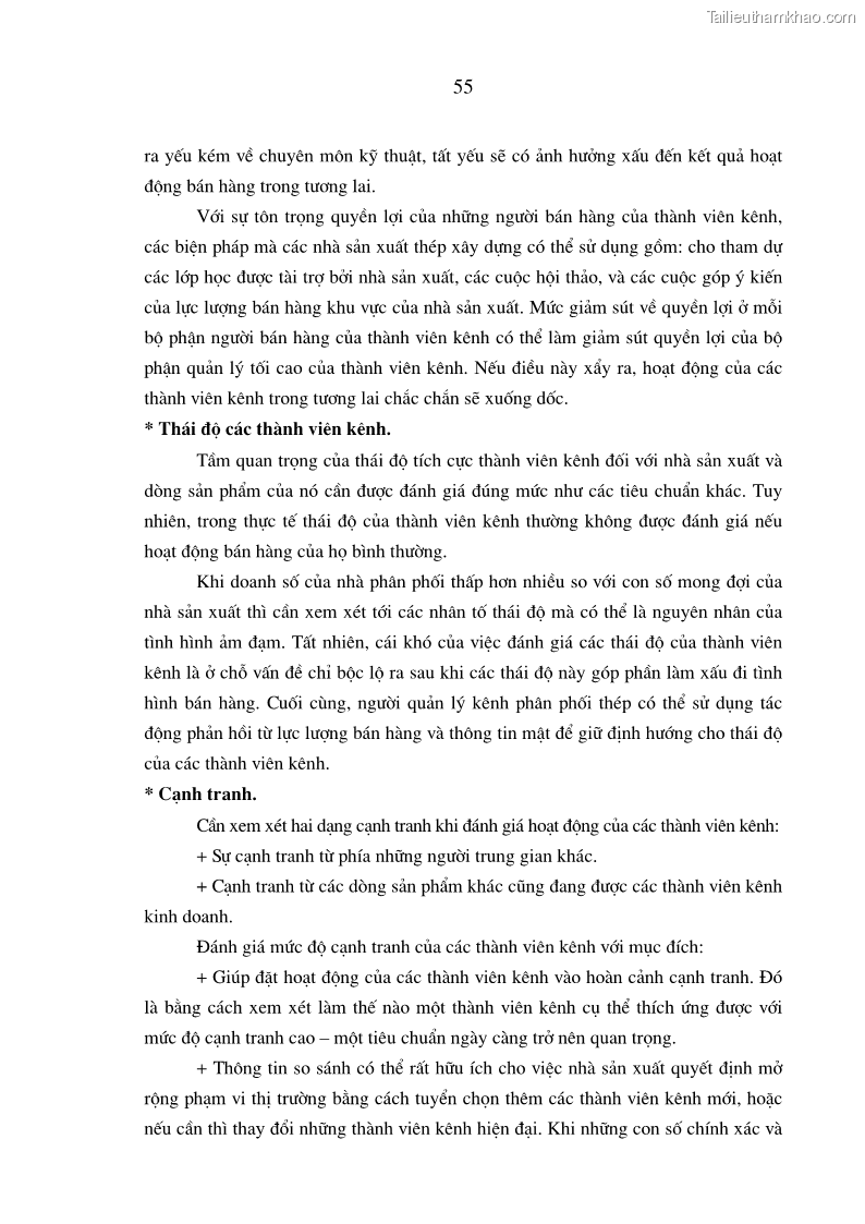 Luận án tiến sĩ kinh tế Quản trị kênh phân phối thép xây dựng của các doanh nghiệp sản xuất thép tại Việt Nam - 11 Trang 61