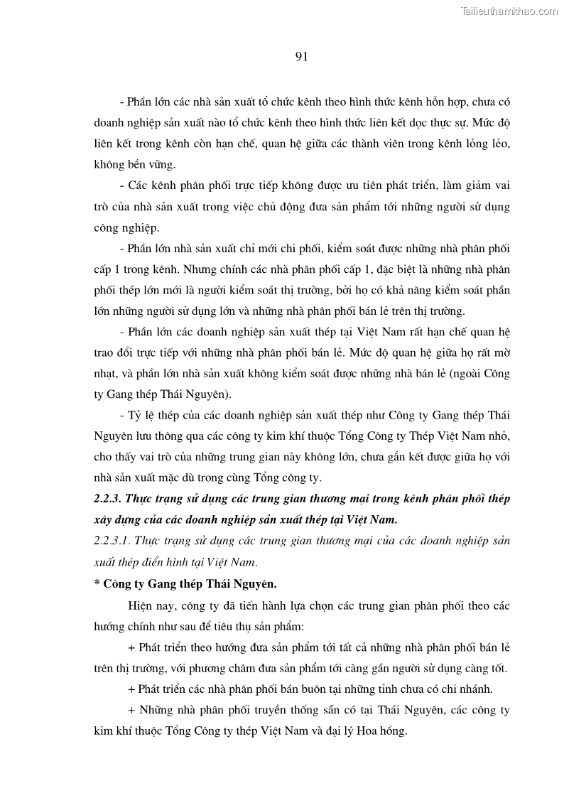 Luận án tiến sĩ kinh tế Quản trị kênh phân phối thép xây dựng của các doanh nghiệp sản xuất thép tại Việt Nam - 17 Trang 97