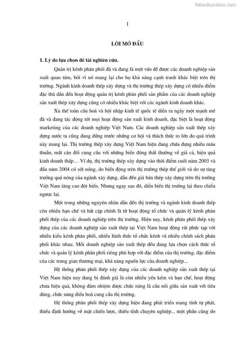 Luận án tiến sĩ kinh tế Quản trị kênh phân phối thép xây dựng của các doanh nghiệp sản xuất thép tại Việt Nam - 2 Trang 7