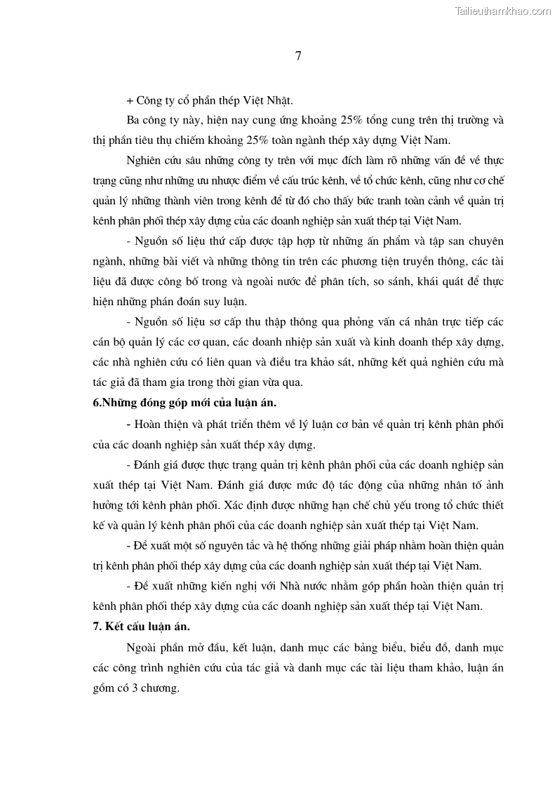 Luận án tiến sĩ kinh tế Quản trị kênh phân phối thép xây dựng của các doanh nghiệp sản xuất thép tại Việt Nam - 3 Trang 13